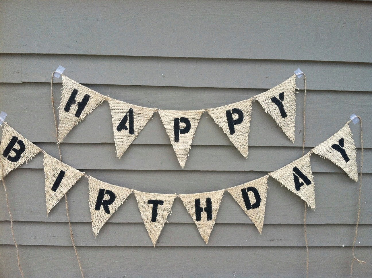 Happy Birthday Rustic Burlap Banner - Birthday Party - Celebration
