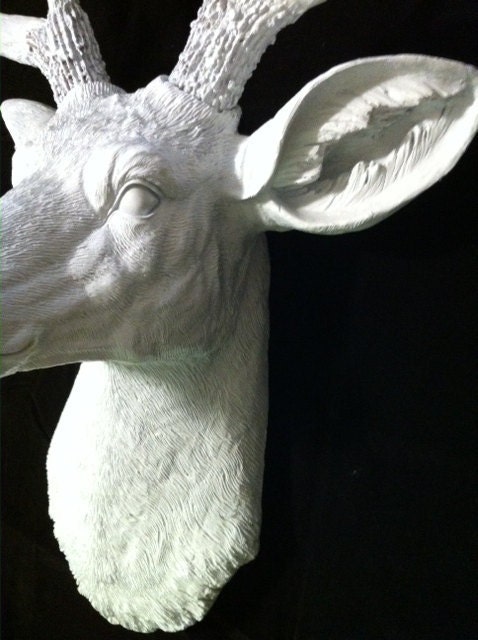 large white resin deer head