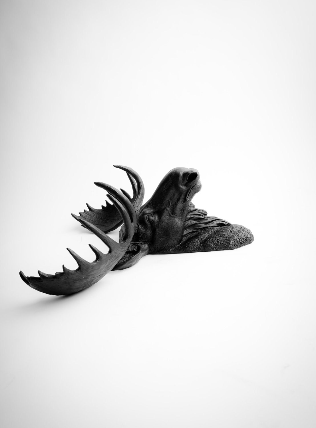 Faux Moose Head - The Leonard - Black Resin Moose Head- Moose Resin Black Faux Taxidermy- Chic & Trendy