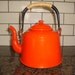 Vintage Orange Enamel Tea Kettle