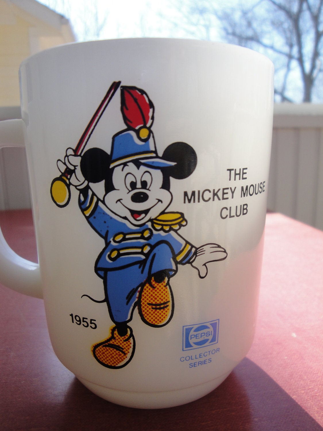 RESERVED FOR VINTAGE 777 Disney Anchor Hocking Oven Ware Milk Glass Mickey Mouse Club Coffee Cup Mug