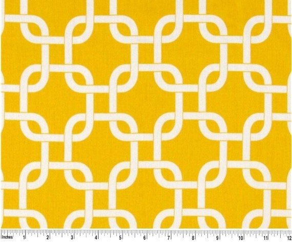 Cotton Fabric - Drapery Fabric - Heavy Cotton Fabric - Yellow and White Gotcha- Fabric by the Yard