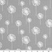Dandelion Cotton Fabric - Drapery Fabric - Grey and White Dandelion - Fabric by the Yard