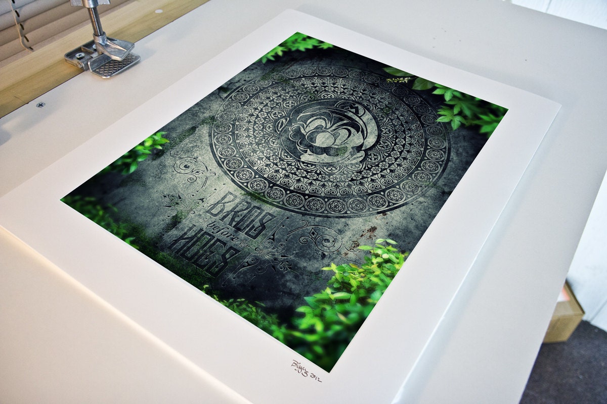 Super Mario Bros. Nintendo Digital Art. Bros Before Hoes - signed museum quality giclée fine art print 16" x 20"