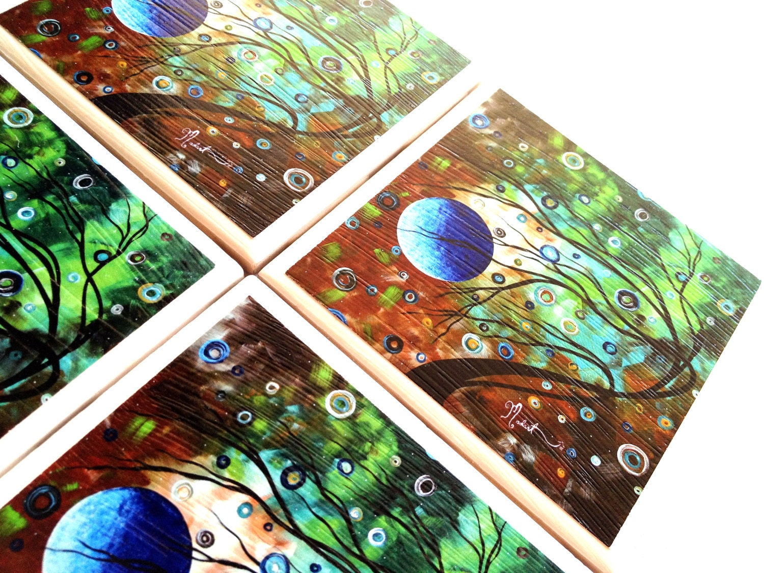 Blue Moon, Ceramic Tile Coaster, Mint Julep, MADART Drink Set