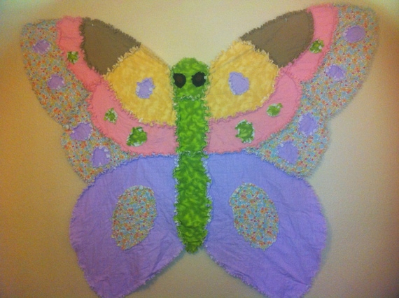 SALE 40% OFF Butterfly Shaped Rag Quilt
