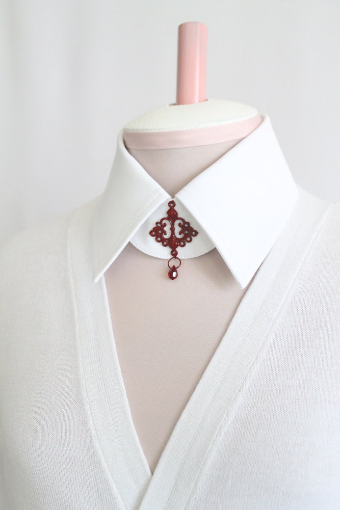 White Collar Luxury Detachable Collar Choker Red Burgundy Oxblood Decor Detachable Collar Snow White Shirt Collar Steampunk Kawaii Lolita