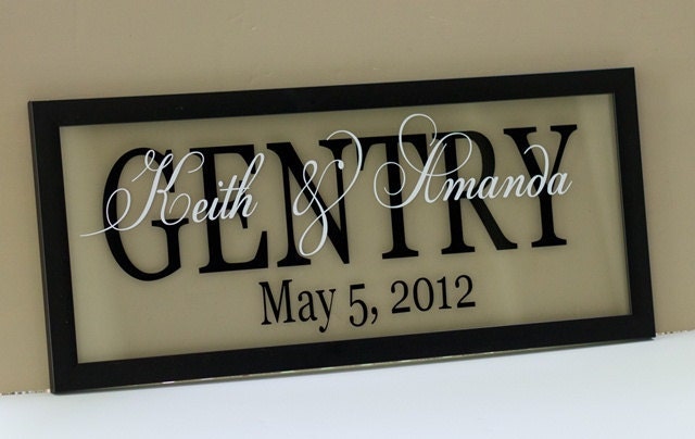 Floating Clear Personalized Name Frame for Wedding or Anniversary 8 X 20"