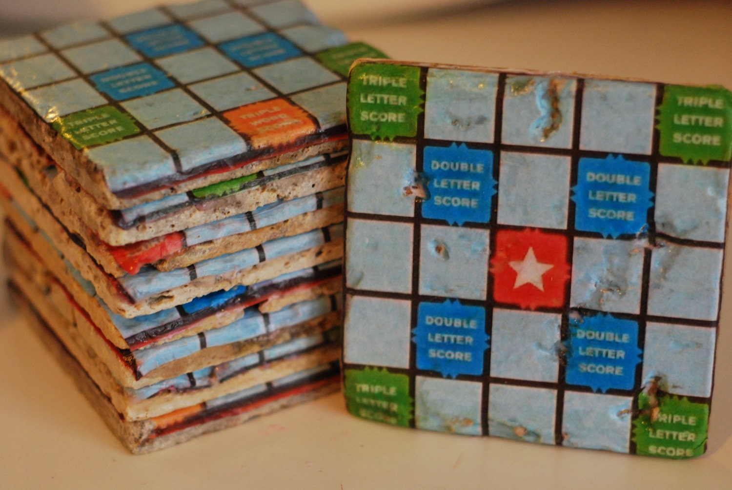 Scrabble Board Game Italian Marble Coasters