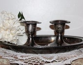 Silver Plate Shabby Candle Holders Vintage