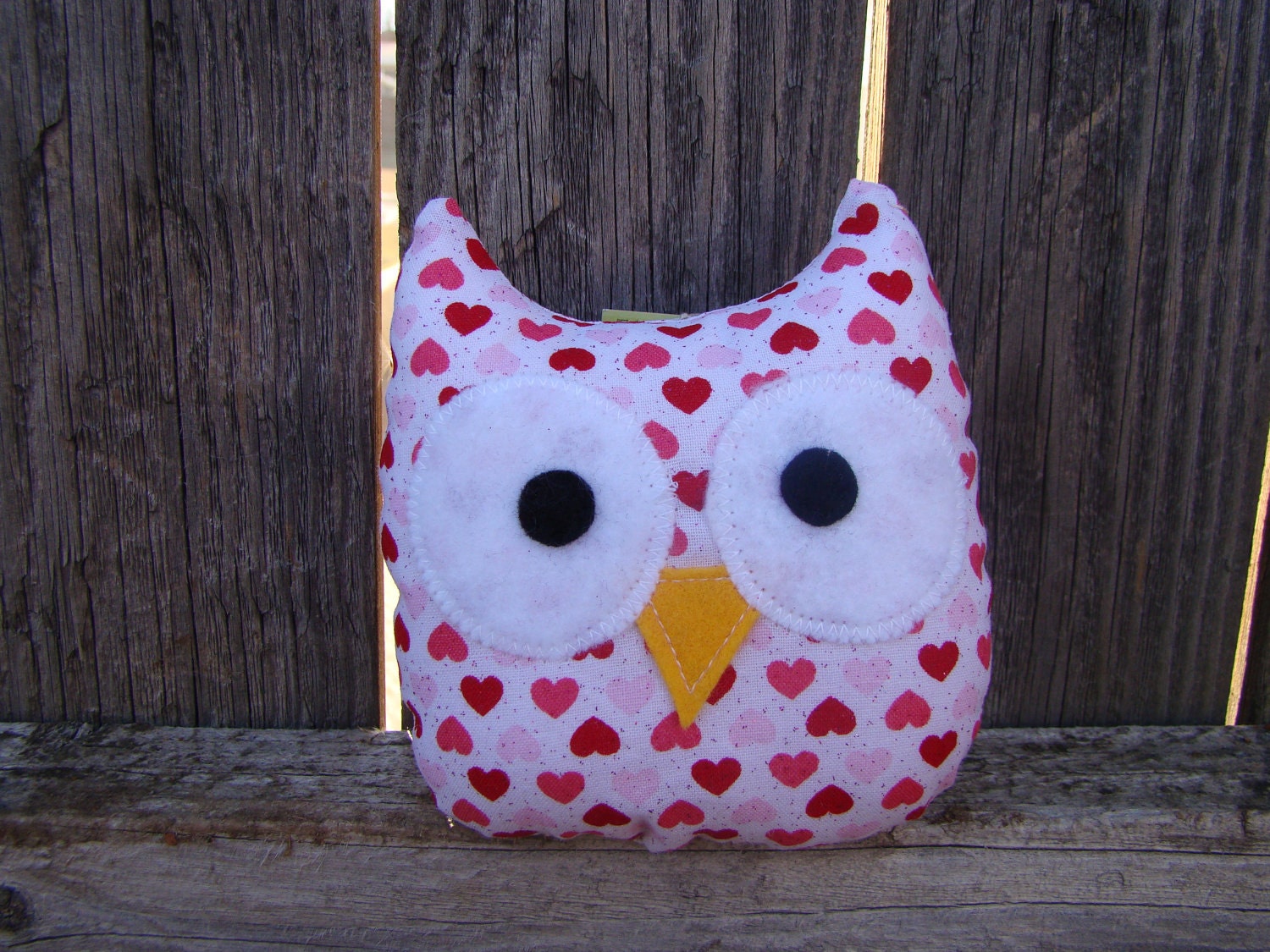 mini owl plush, stuffed owl,  pink, hearts