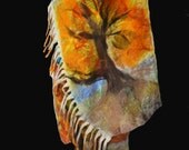 Luxurious double-sided shawl with hand-painted and Nuno Felt