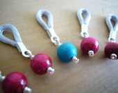 SMALL flexible knitting stitch markers - Set of 5 (Fuchsia/Turquoise)