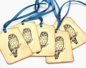 Brown Owl Gift Tags, Vintage inspired tags, favor tags, wedding wish tree tags, outdoor wedding