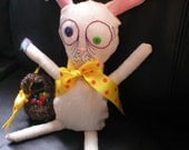 Fabric Art Doll- Twitch the White Rabbit...