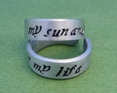 Game of Thrones Inspired - My Sun and Stars & Moon of My Life - A Pair of Hand Stamped  Aluminum Rings