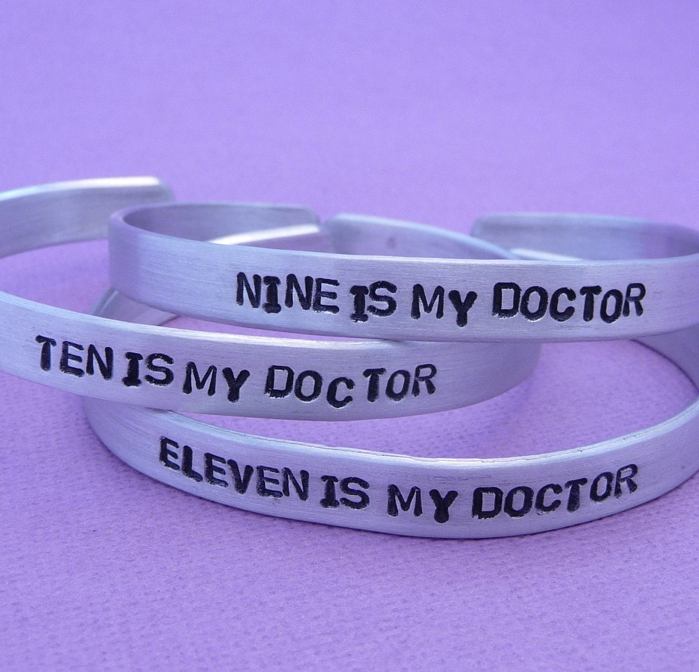 Doctor Who Inspired - My Doctor - A Hand Stamped Aluminum Bracelet