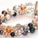 Fizz Candy Signature Multistrand Pearl Bracelet Silver Purple Orange Green Sparkle Rhinestone Fizz Candy