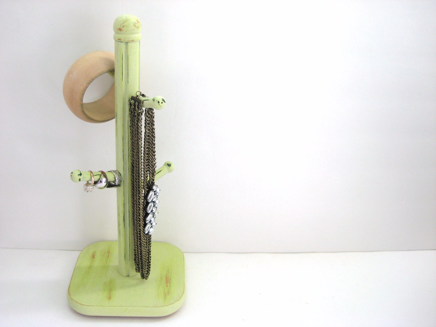 Mint Green Jewelry Tree - Mug Tree - Upcycled Distressed