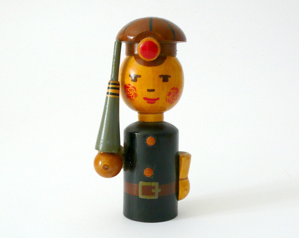 Vintage wooden handpainted traffic policeman soldier stationmaster