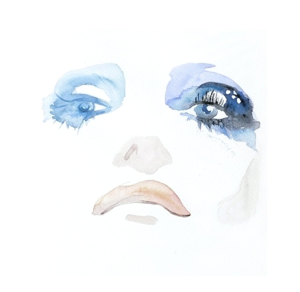 Fashion portrait woman ART PRINT 13X19 original watercolor painting illustration home wall decor  modern contemporary reproduction poster