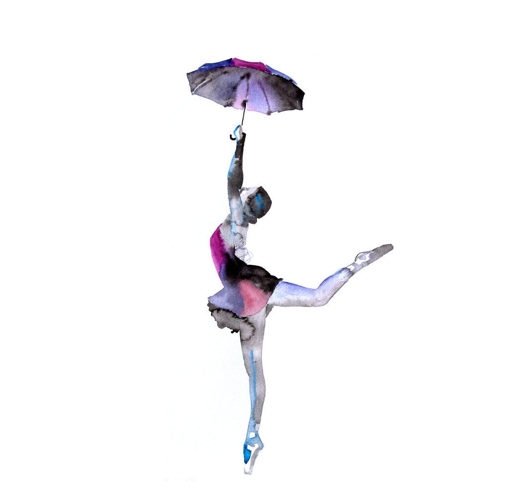 Ballet dance Ballerina ART PRINT 13X19 original watercolor painting illustration home wall decor  modern contemporary reproduction poster