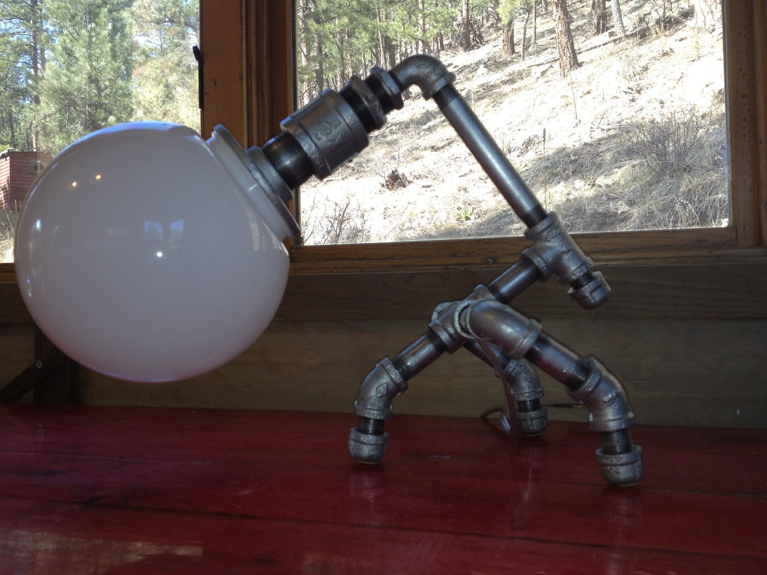 Industrial Iron Pipe Desk Lamp - Toggle Switch - Steampunk Chic - Vigilant 14s