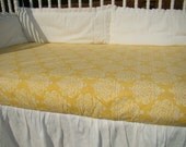 Fitted Crib Sheet Baby Bedding Bright Yellow Taza Ribbon Print