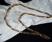 Monet Gold Tone Figaro Necklace Unisex