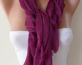 SALE SALE - Dark Purple Scarf - Tulle Fabric - Seamless Shawl
