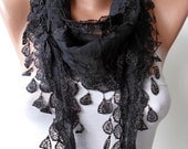 New Trend - Mother's Day Gift - Cotton Scarf with Black Trim Edge - Lightweight