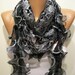 Black Lace and Elegance Shawl / Scarf - Silvery