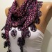 Pink and Dark Purple Elegance Shawl / Scarf with Lace Edge