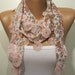 Light Peach Elegance Shawl / Scarf with Lace Edge