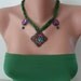 Green and Fuschia Necklace with Silk and Ethnic Items - Speacial Design
