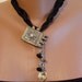 Black Necklace with Svarowski Heart and Crystals and Silk - Speacial Design