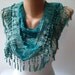 Turqouise Lace and Elegance Shawl / Scarf - with Lace Edge