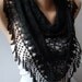 Triangular - Black Lace Shawl / Scarf with Black Trim Edge - Lace Scarf