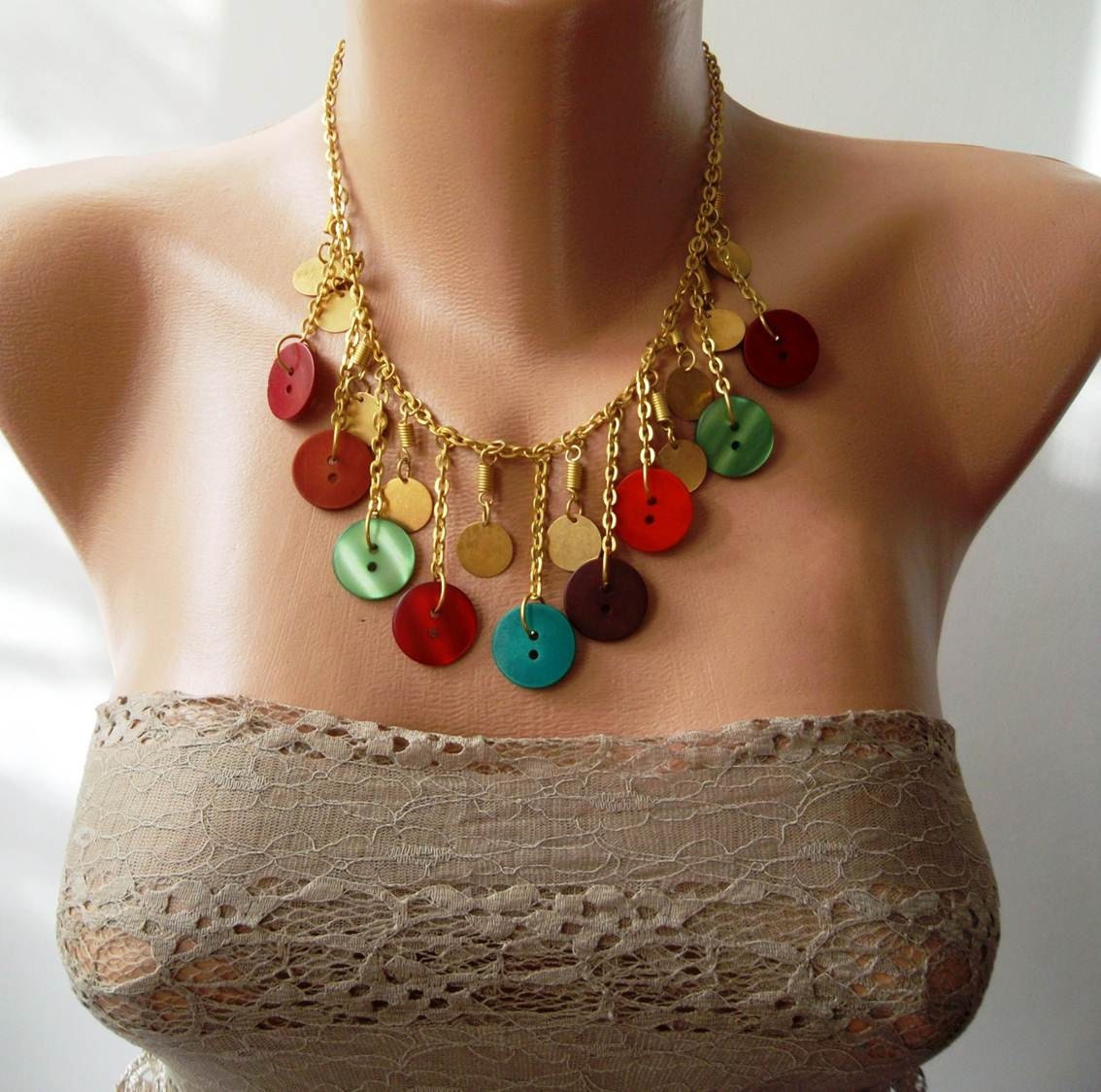 Button Necklace with Chain - Speacial Design