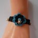 Black and Blue Crochet - Handknitting Bracelet witg Freshwater Pearls and Crystals - Special Design