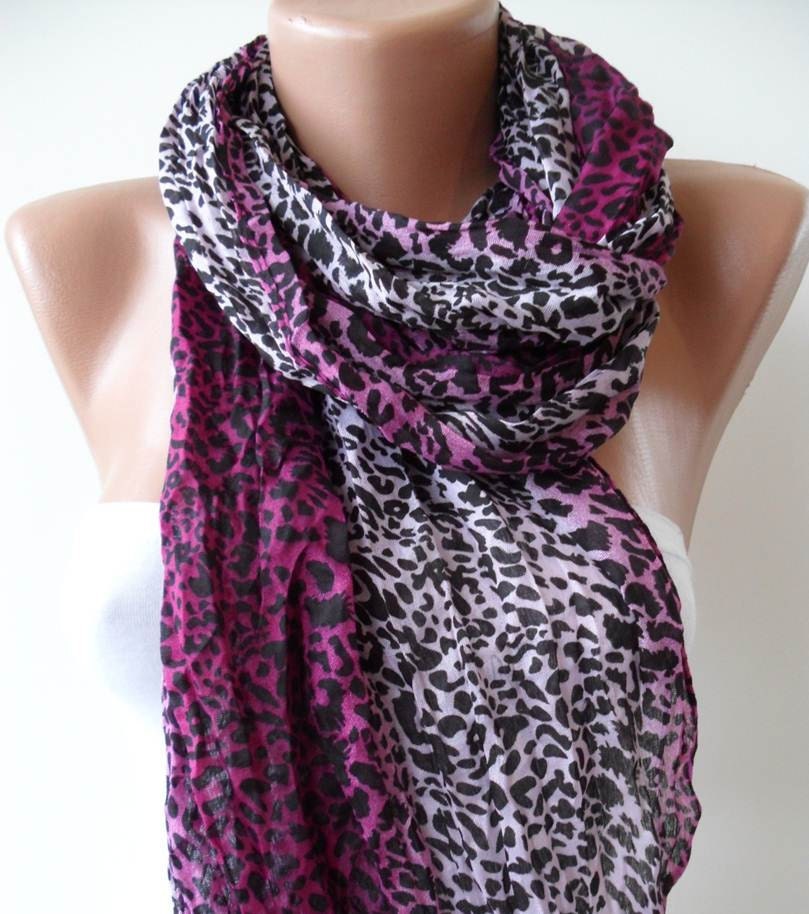 Pink and Lilac - Mix Color - Leopard Scarf