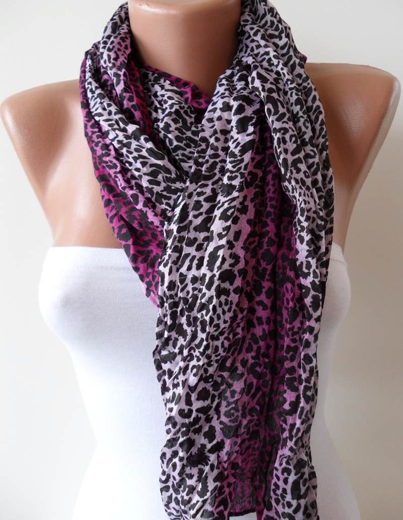 Pink and Lilac - Mix Color - Leopard Scarf