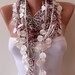 SALE - Perforated Fabric - Colorful Spring Shawl / Scarf - with Lace Edge