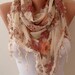 Linen Scarf with Beige Trim Edge - Vintage Style