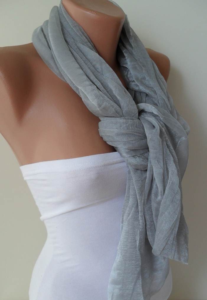 New - Mother's Day Gift Scarf - Light Gray Scarf - Tulle Fabric - Seamless Shawl