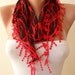 Red Shawl / Scarf with Red Trim Edge