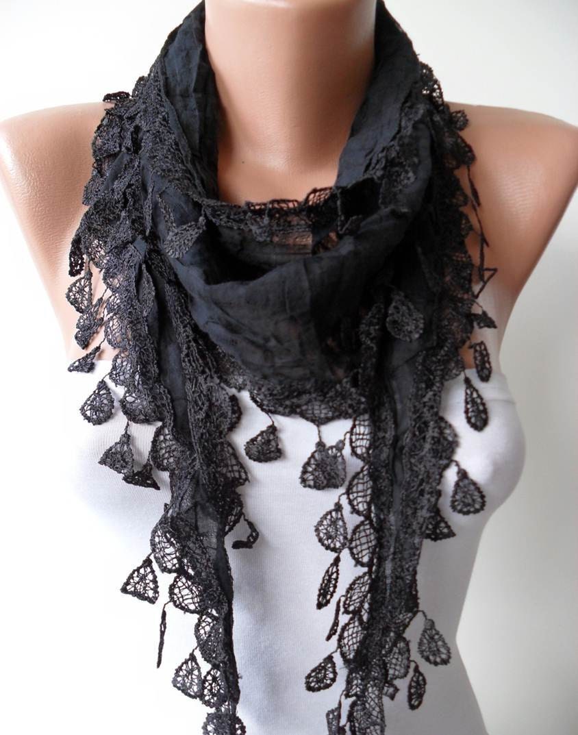 New Trend - Mother's Day Gift - Cotton Scarf with Black Trim Edge - Lightweight