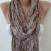 Light Brown Scarf - Silky Embroidered Fabric