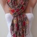Light Brown and  Flowered Scarf