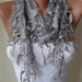 Fashion Scarf - Light Gray Scarf with Trim Edge Shaped Leaves